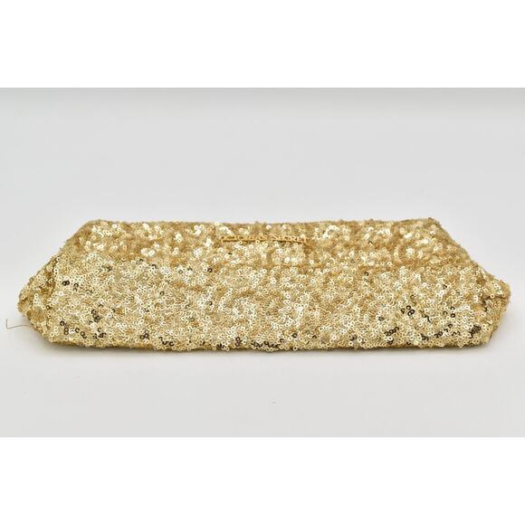 Victoria's Secret Black Gold Shiny Sequin Cosmetic Makeup Bag Pouch Small - Picture 2 of 12